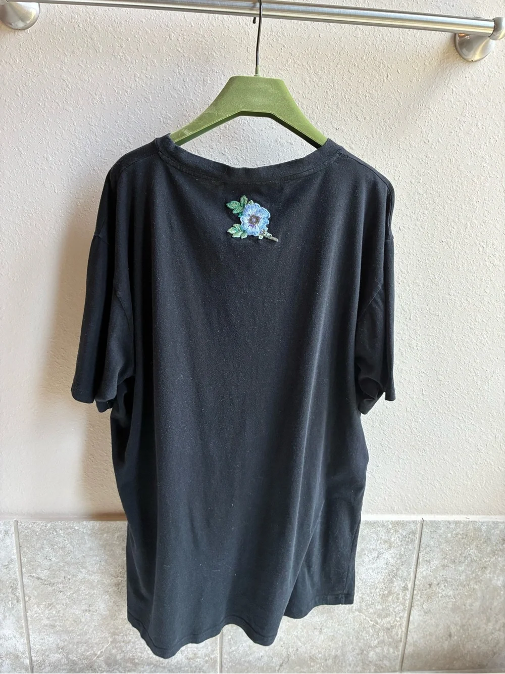 Gucci Black Tee with Green-Red Signature Stripe